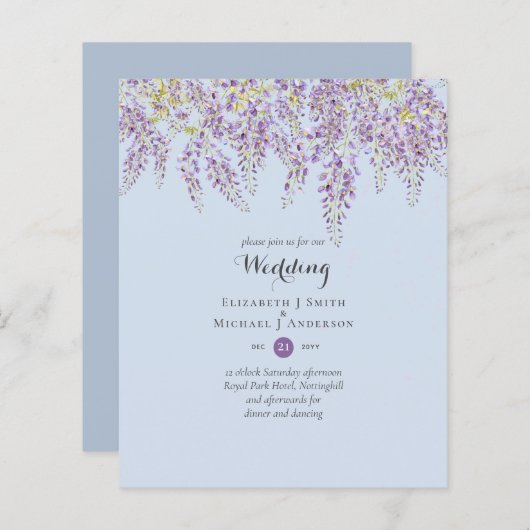 Wisteria Floral Garden Blue Wedding Sage (Voorkant / Achterkant)