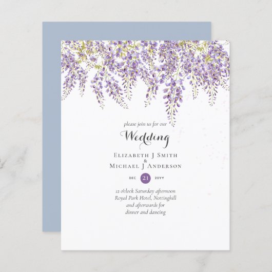 Wisteria Floral Garden Blue Wedding Sage (Voorkant / Achterkant)