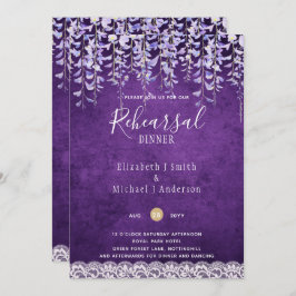 Wisteria Floral Lace REHEARSAL DINNER INVITE Kaart