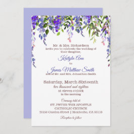 Wisteria Floral Moderne bruiloft Kaart