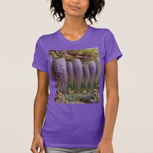 Wisteria Floral Paarse T-shirt (Voorkant)