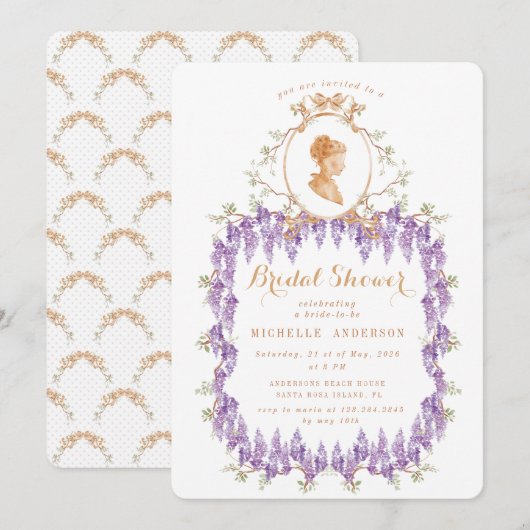  Wisteria Floral Regency Vrijgezellenfeest Kaart (Voorkant / Achterkant)