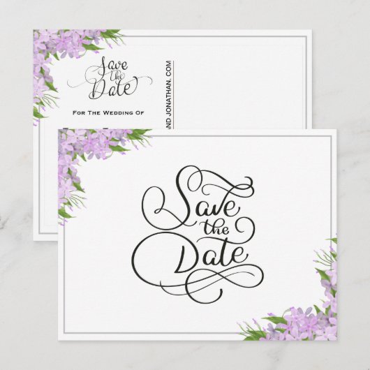 Wisteria Floral slaat de datum op Briefkaart (Voorkant / Achterkant)