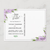 Wisteria Floral slaat de datum op Briefkaart (Achterkant)