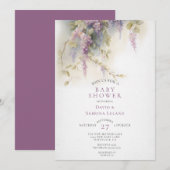 Wisteria Floral Waterverf Couple's Baby shower Kaart (Voorkant / Achterkant)