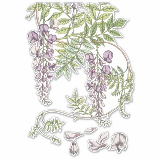 Wisteria Florals Crafting en Decoupage Sticker (Voorkant)