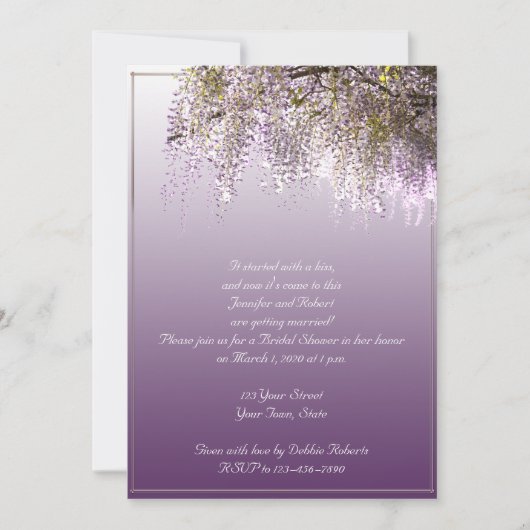 Wisteria Flower Lavender Bridal Shower Invitation Kaart (Voorkant)