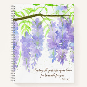 Wisteria Flowers gepersonaliseerde Peter Bible Ver Notitieboek