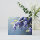 Wisteria Flowers Over a Soft Blue Background Briefkaart (Staand voorkant)