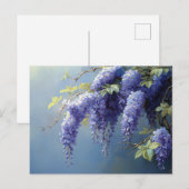 Wisteria Flowers Over a Soft Blue Background Briefkaart (Voorkant / Achterkant)