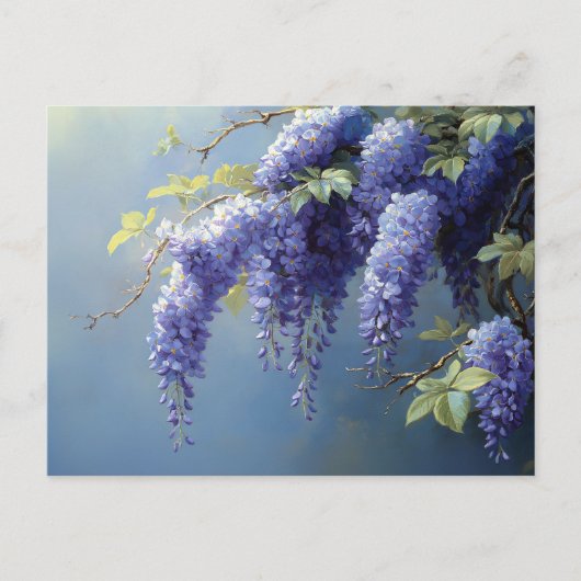 Wisteria Flowers Over a Soft Blue Background Briefkaart (Voorkant)