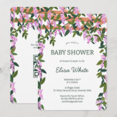 Wisteria Flowers Vines CUSTOM QR Code Baby shower Kaart (Voorkant / Achterkant)