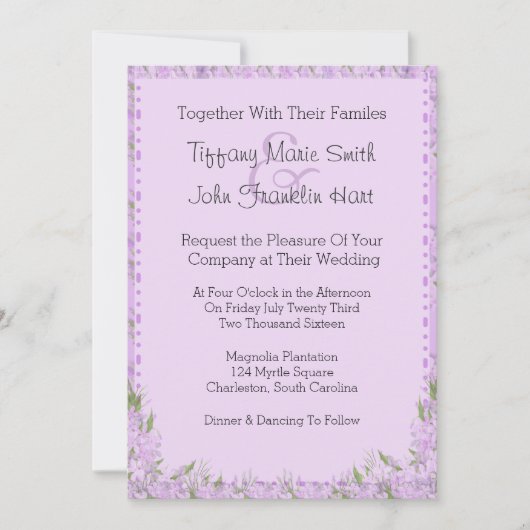 Wisteria Flowers Wedding Invitation Kaart (Voorkant)