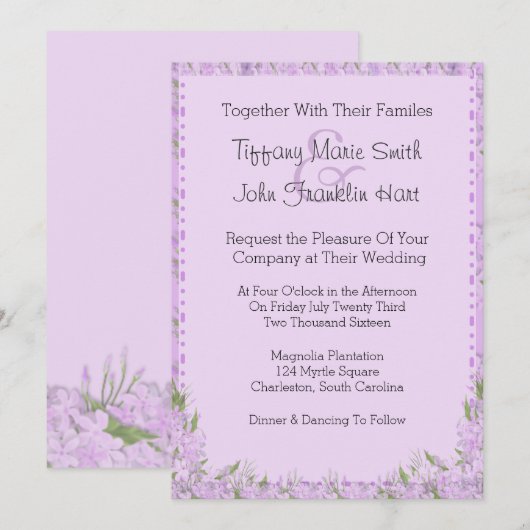 Wisteria Flowers Wedding Invitation Kaart (Voorkant / Achterkant)