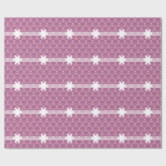 Wisteria Frosted Orchid Damask met Snowflake Cadeaupapier (Vlak)