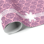 Wisteria Frosted Orchid Damask met Snowflake Cadeaupapier (Rol Hoek)