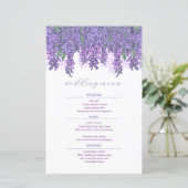 Wisteria Garden Romance Paars Wedding Menu (Staand voorkant)