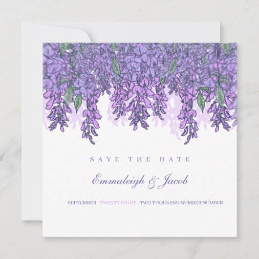 Wisteria Garden Romantic Paars Save the Date (Voorkant)
