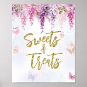 Wisteria Glitter Vlinder Verjaardag snoepjes Poster (Voorkant)
