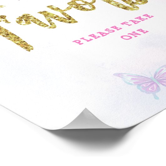 Wisteria Glitter Vlinder Verjaardagsgunsten Poster (Hoek)