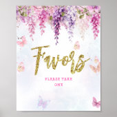 Wisteria Glitter Vlinder Verjaardagsgunsten Poster (Voorkant)