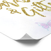 Wisteria Glitter Vlinder Verjaardagskaarten Cadeau Poster (Hoek)