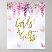 Wisteria Glitter Vlinder Verjaardagskaarten Cadeau Poster (Voorkant)