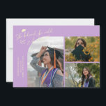 Wisteria Graduate She Believed Multi Photo Aankondiging<br><div class="desc">Modern and whimsical graduation announcement photo card featuring 3 photos on the front and 1 on the back. The text says "She believed she could so she did" with twinkling stars. Add the graduate's name,  information,  and message to personalize this card. Wisteria.</div>