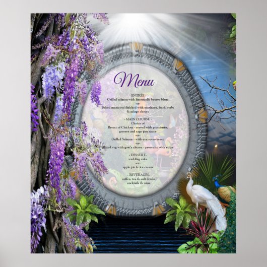 Wisteria & Grote vogels Duizelingthema Poster (Voorkant)