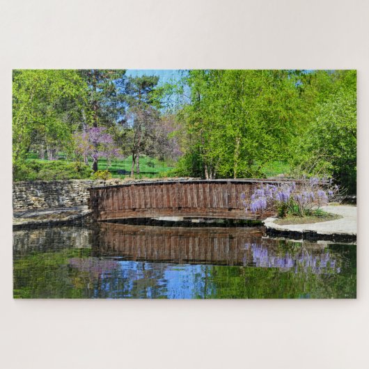 Wisteria in Bloom bij Loose Park Bridge Legpuzzel (Horizontaal)