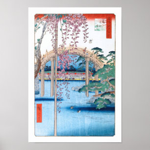 Wisteria in Kameido Shrine Hiroshige Fine Art Poster