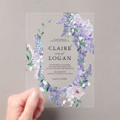 Wisteria Krans Dusty Paarse Waterverf bruiloft Acryl Uitnodigingen (Insitu (Draagbaar))