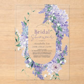 Wisteria krans Paarse Waterverf Vrijgezellenfeest Acryl Uitnodigingen (Voorkant)