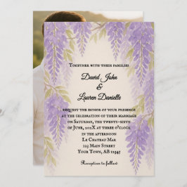 Wisteria Lane Photo Wedding Invitation Kaart