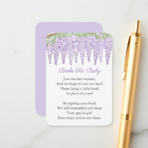 Wisteria Lavender Floral Book Request Baby shower
