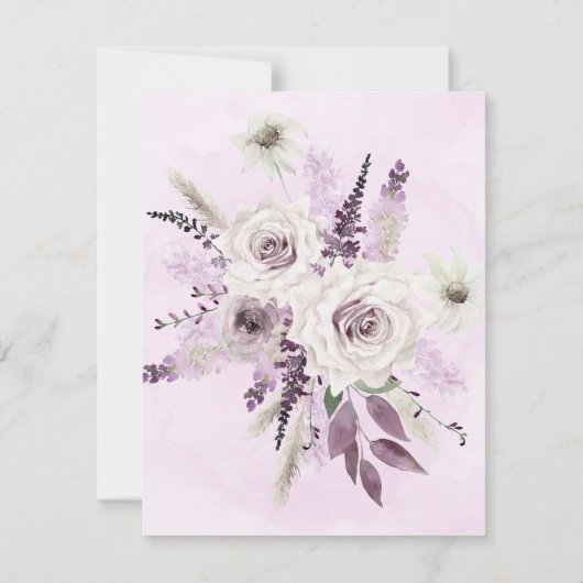 Wisteria Lavender Roos Brunch & Bubble Invites Kaart (Achterkant)
