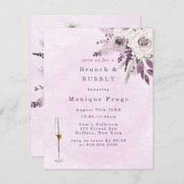 Wisteria Lavender Roos Brunch & Bubble Invites Kaart