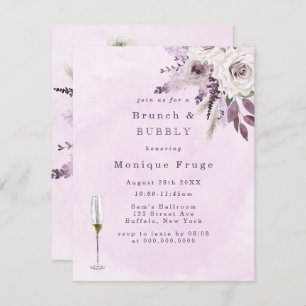 Wisteria Lavender Roos Brunch & Bubble Invites Kaart