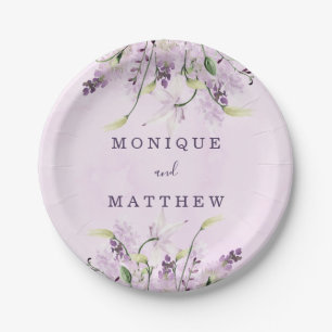 Wisteria Lavender White Rose Chic Weddenschap Pape Papieren Bordje
