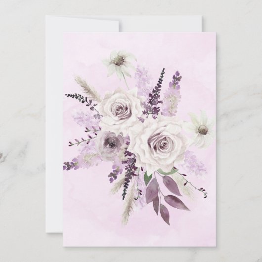 Wisteria Lavender White Rose Couples Shower Invite (Achterkant)