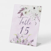 Wisteria Lavender White Roses Table Number Reclamebord Met Voetstuk (Voorkant)