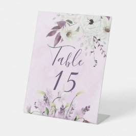 Wisteria Lavender White Roses Table Number Reclamebord Met Voetstuk