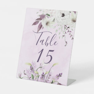 Wisteria Lavender White Roses Table Number Reclamebord Met Voetstuk
