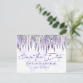 Wisteria Lente Tuin Bruiloft Save the Date Briefkaart (Staand voorkant)