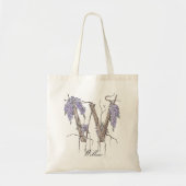 Wisteria Letter 'W' Bloemend Monogram Eigen Naam Tote Bag (Voorkant)