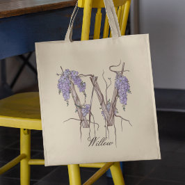Wisteria Letter 'W' Bloemige Monogram Aangepaste N Tote Bag