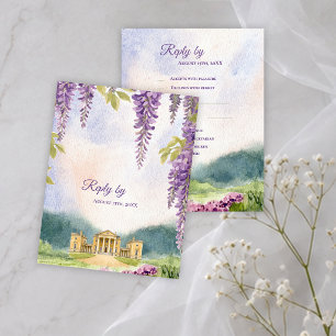 Wisteria Manor Tuin Trouwdag Traditioneel RSVP Kaartje