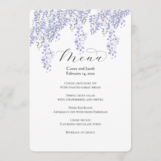 Wisteria Menu for Weddings or Events (Voorkant)