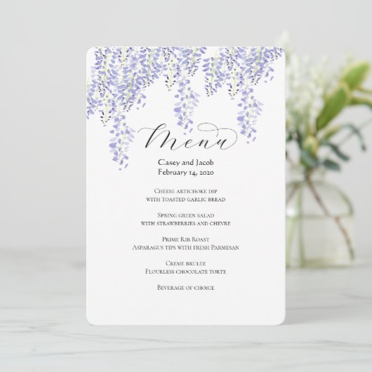 Wisteria Menu for Weddings or Events (Staand voorkant)