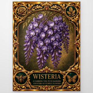 Wisteria, met juwelen versierde erfstuk kunst briefkaart